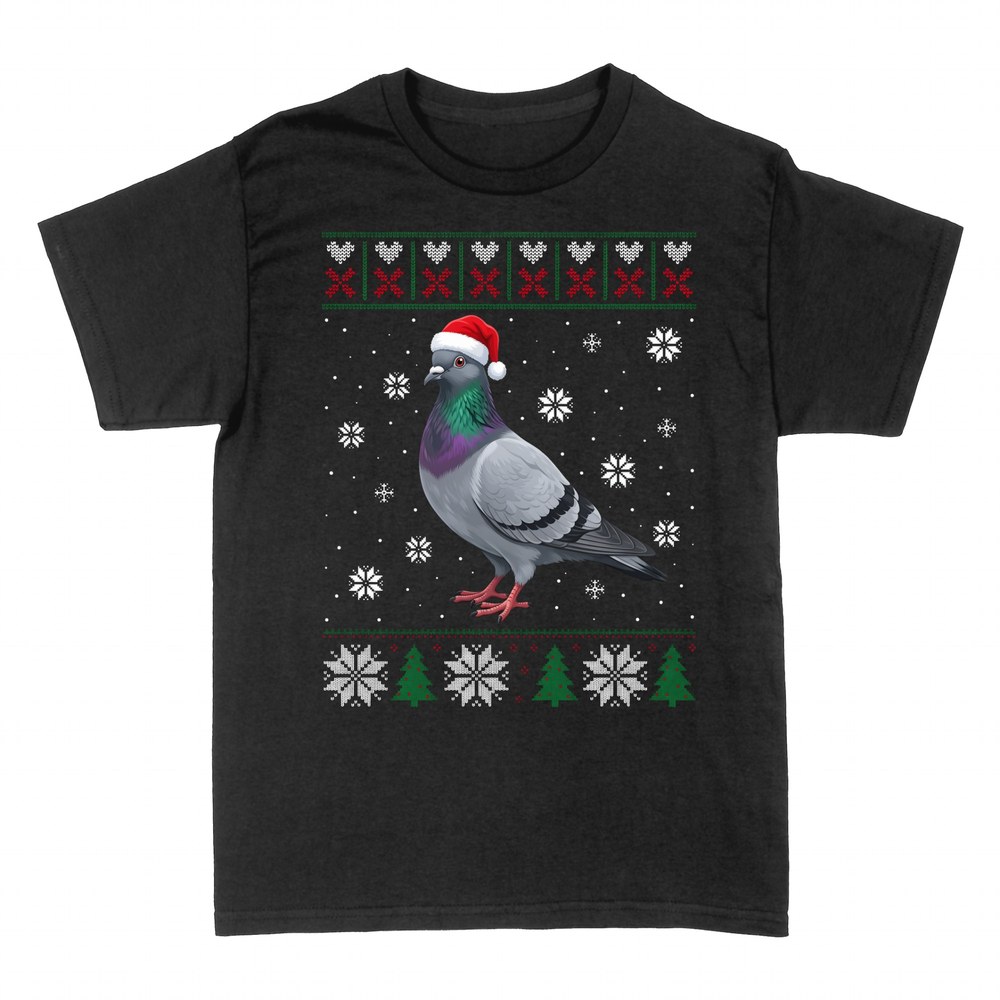 T-shirts: Christmas Pigeon Santa Hat Ugly Sweater