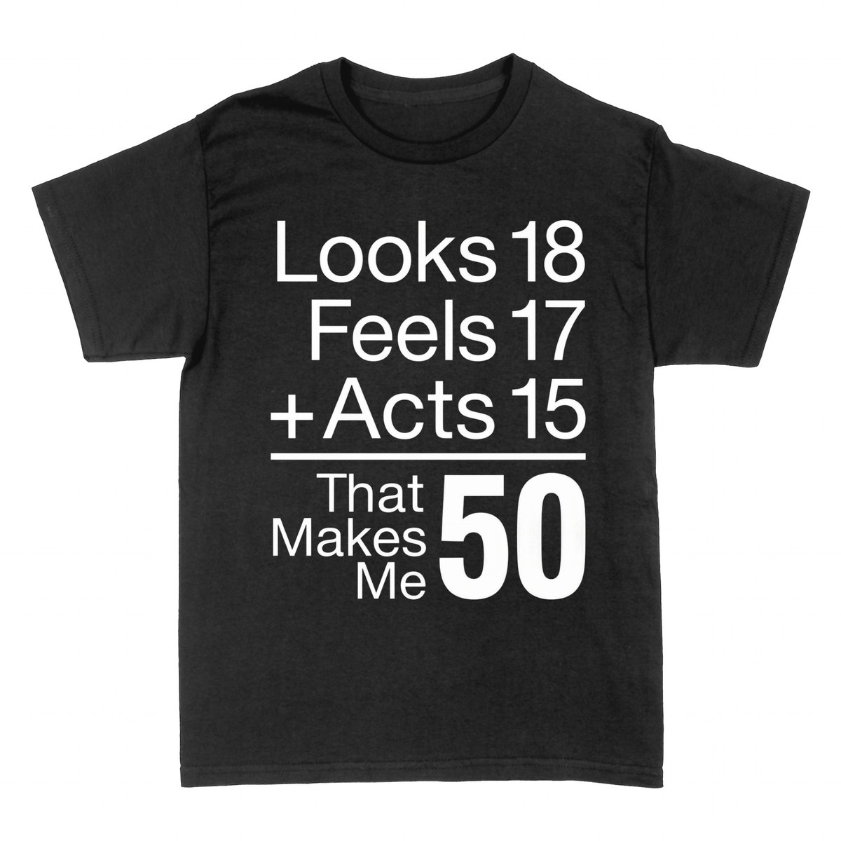 T-shirts: Looks 18 Feels 17 Acts 15 That Makes Me 50