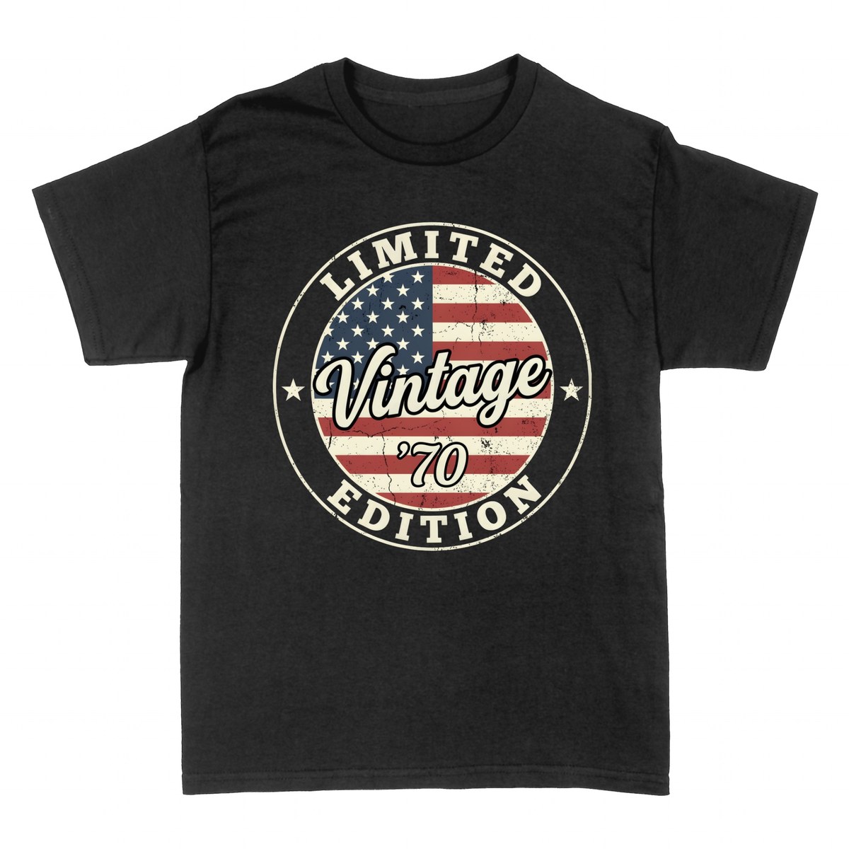 T-shirts: Vintage '70 Limited Edition American Flag Badge