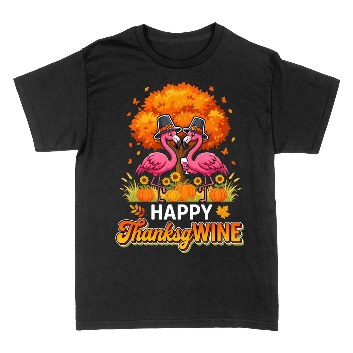 T-shirts: Happy ThanksGWINE Flamingo Thanksgiving