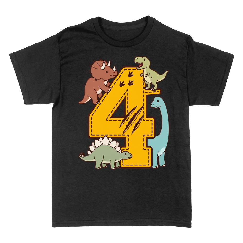 T-shirts: 4th Birthday Dinosaurs Dino Party