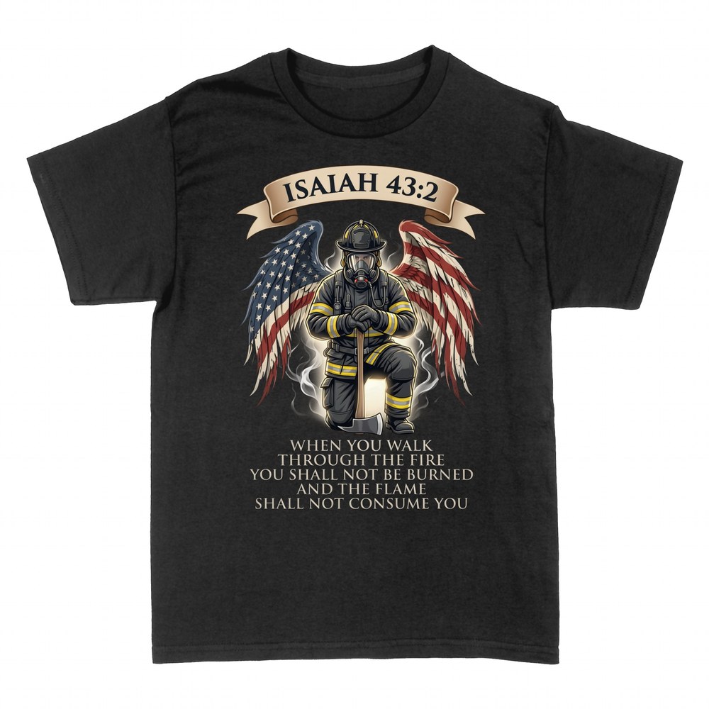 T-shirts: Firefighter Angel Wings Isaiah 43:2