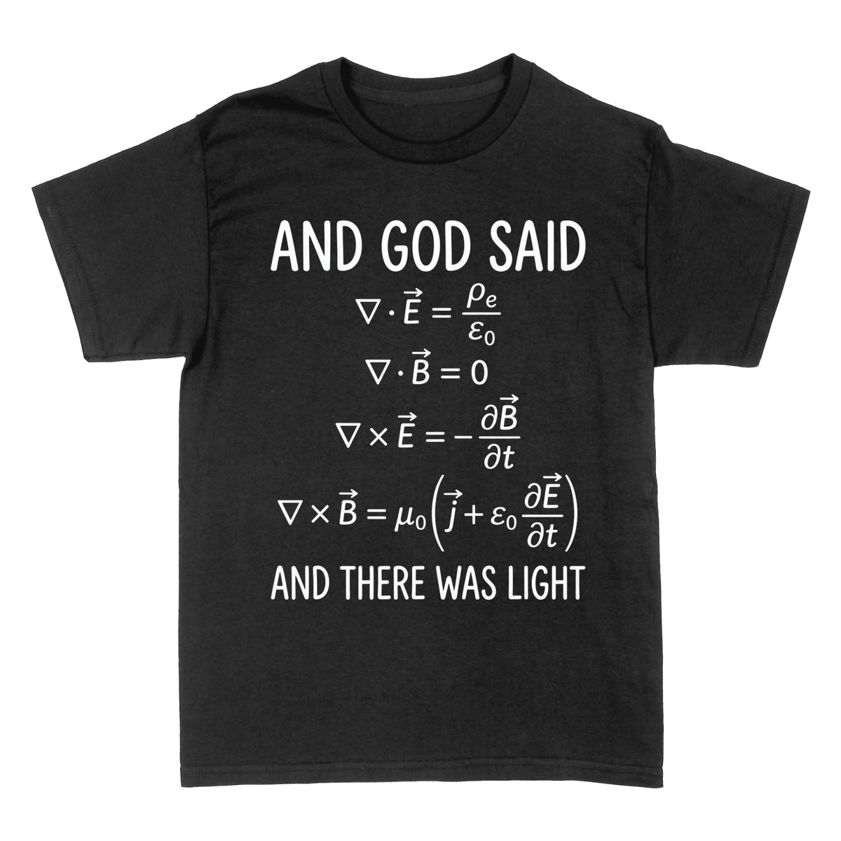 T-shirts: And God Said Maxwell's Equations Light