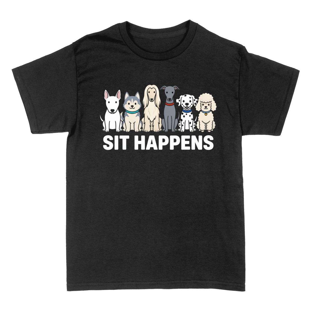 T-shirts: Sit Happens - Six Dog Breeds Pun