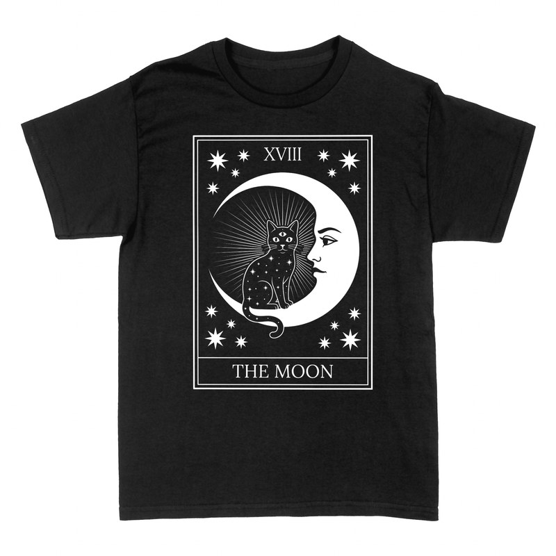 T-shirts: XVIII The Moon Three-Eyed Cat Tarot
