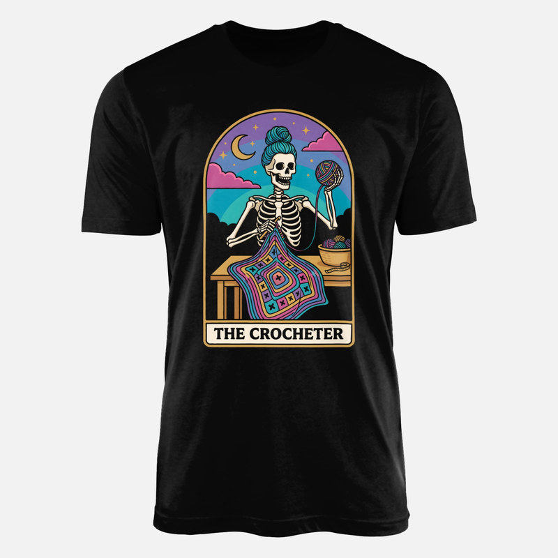 T-shirts: The Crocheter Skeleton Tarot Card