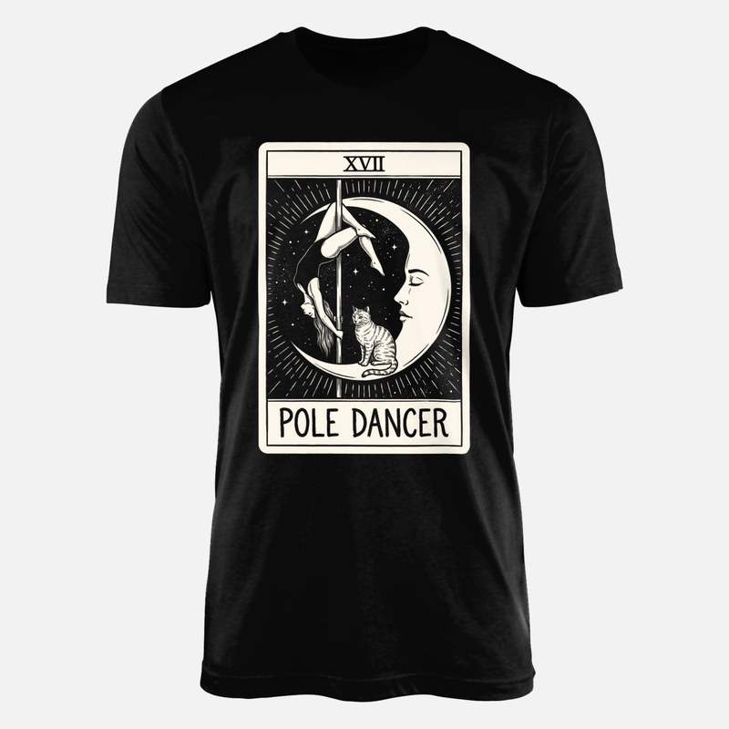 T-shirts: Pole Dancer Tarot Card with Cat and Moon