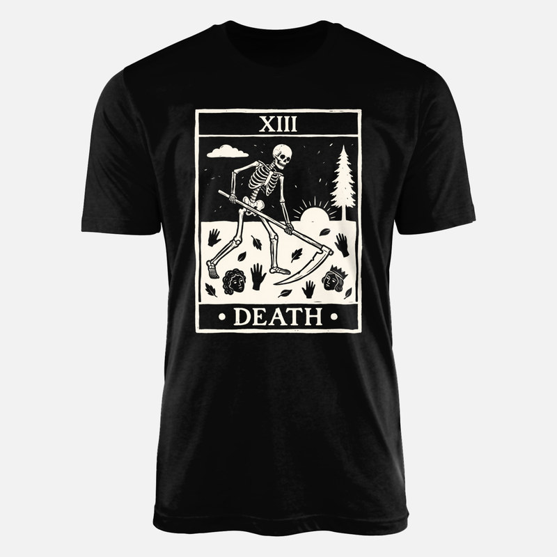 T-shirts: Death XIII Tarot Card Woodcut