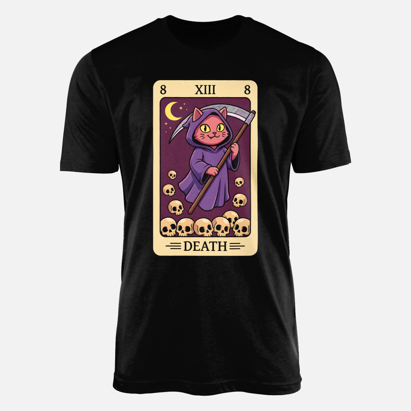 T-shirts: Kawaii Death Tarot Cat Grim Reaper