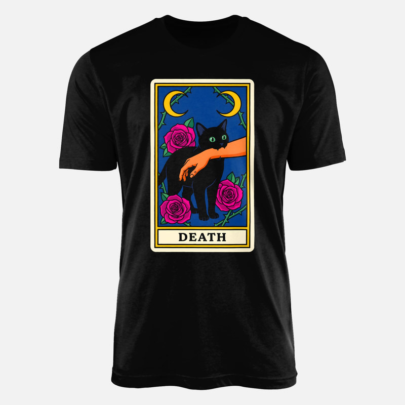 T-shirts: Death Tarot Black Cat Biting Arm