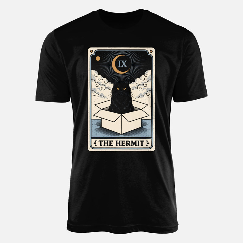 T-shirts: IX The Hermit Black Cat in Box Tarot Card