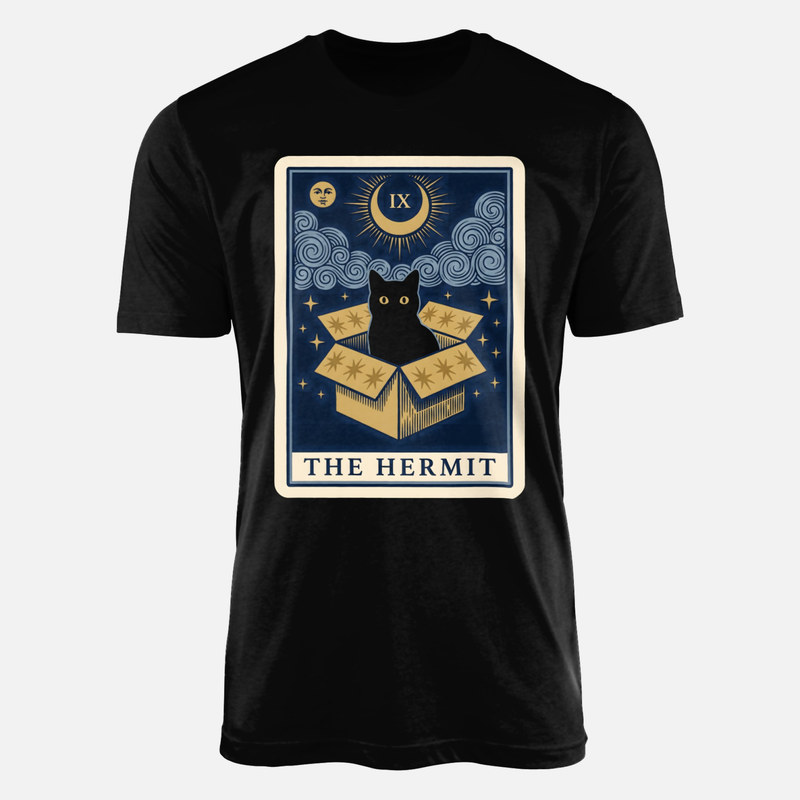 T-shirts: The Hermit Tarot Black Cat in Box