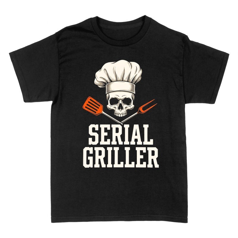 T-shirts: Serial Griller Vintage Skull BBQ