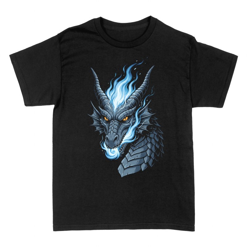 T-shirts: Blue Fire Dragon Head