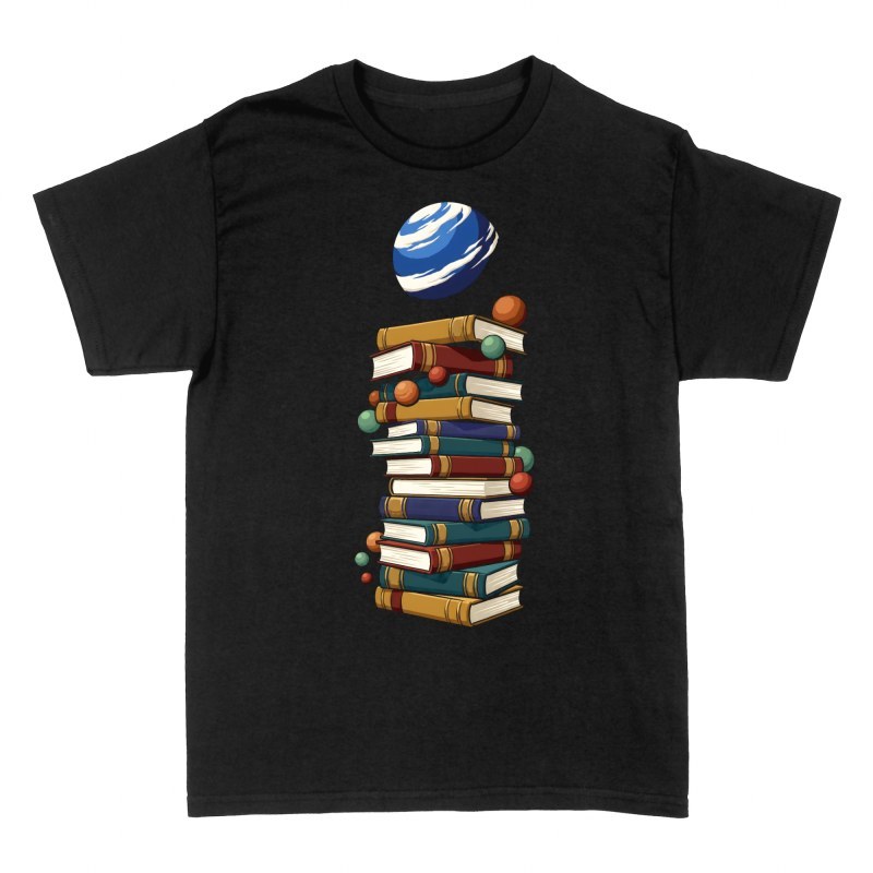 T-shirts: Stack of Books with Space Planet