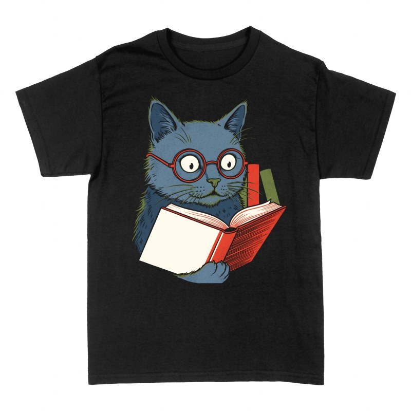 T-shirts: Reading Cat with Glasses