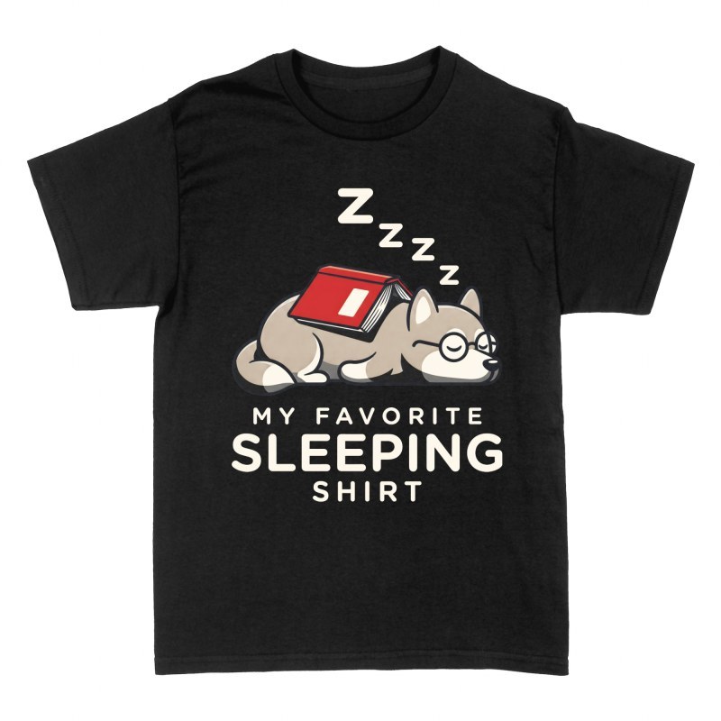T-shirts: My Favorite Sleeping Shirt Husky & Book
