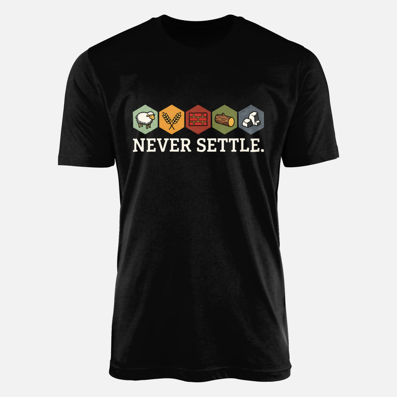 T-shirts: Never Settle Board Game Hexagons
