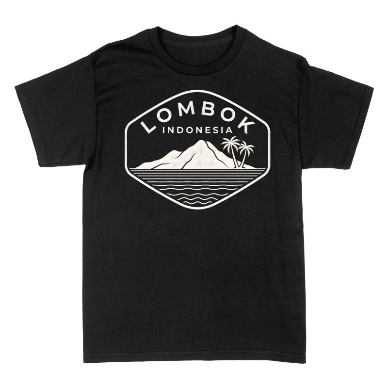 T-shirts: Lombok Indonesia Mountain and Palms Badge