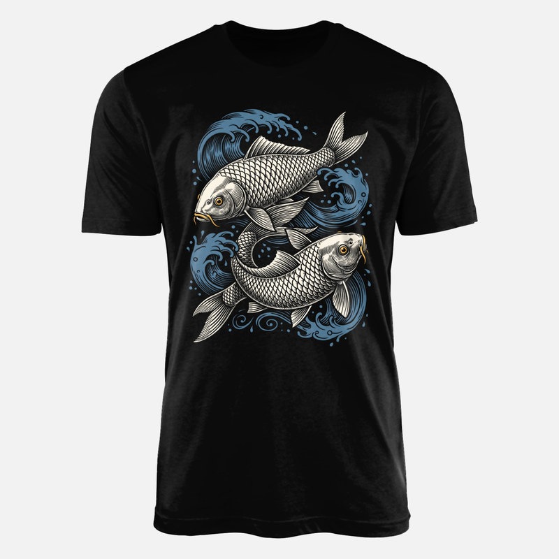 T-shirts: Twin Koi Fish in Waves