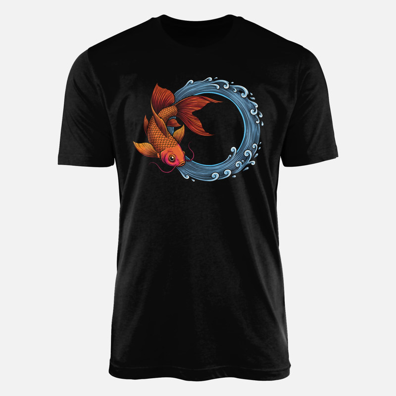 T-shirts: Japanese Koi Fish in Water Circle