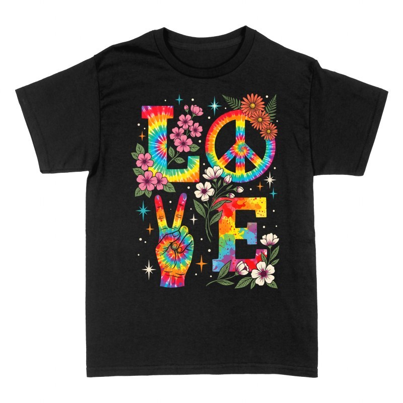 T-shirts: Hippie Tie-Dye Peace Sign Love Floral