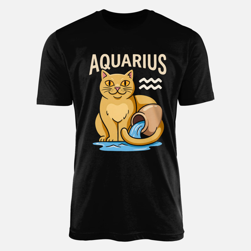 T-shirts: Aquarius Yellow Cat Zodiac