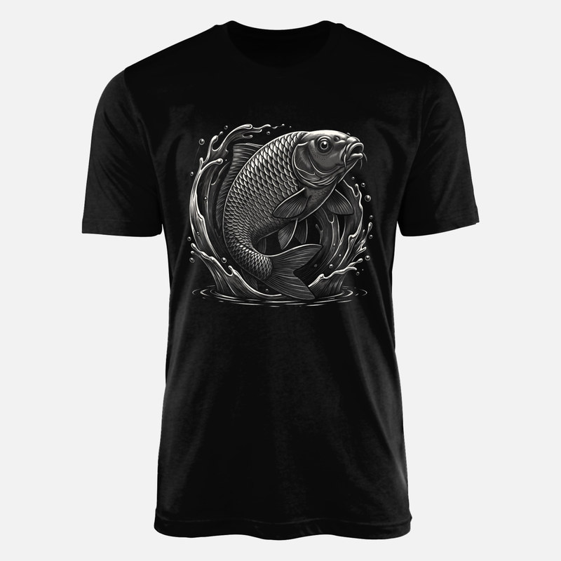 T-shirts: Jumping Carp Woodcut