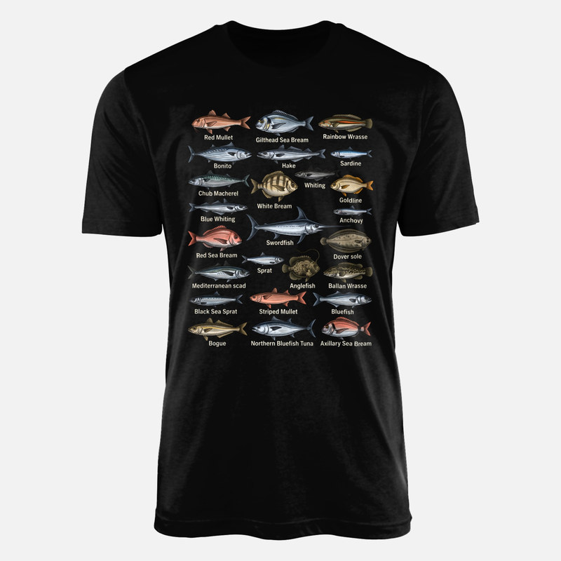 T-shirts: Vintage Marine Fish Species Guide