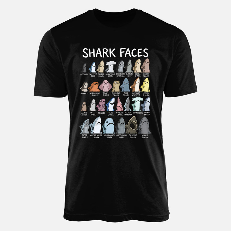 T-shirts: Shark Faces Species Chart