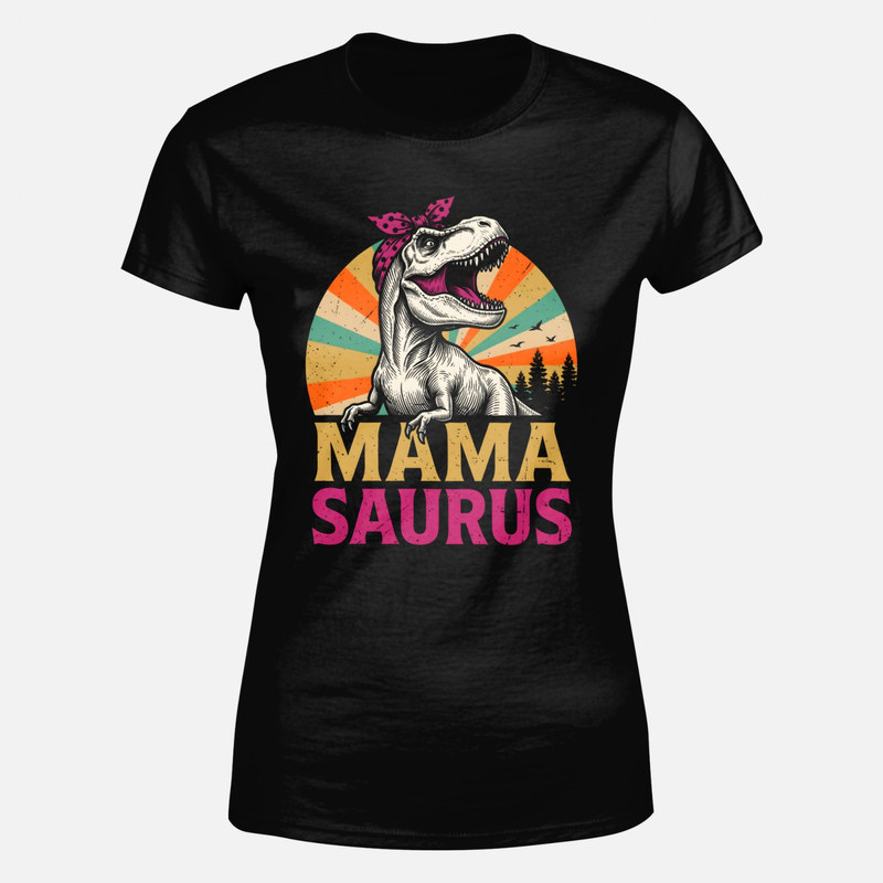T-shirts: Mama Saurus Retro T-Rex with Bow