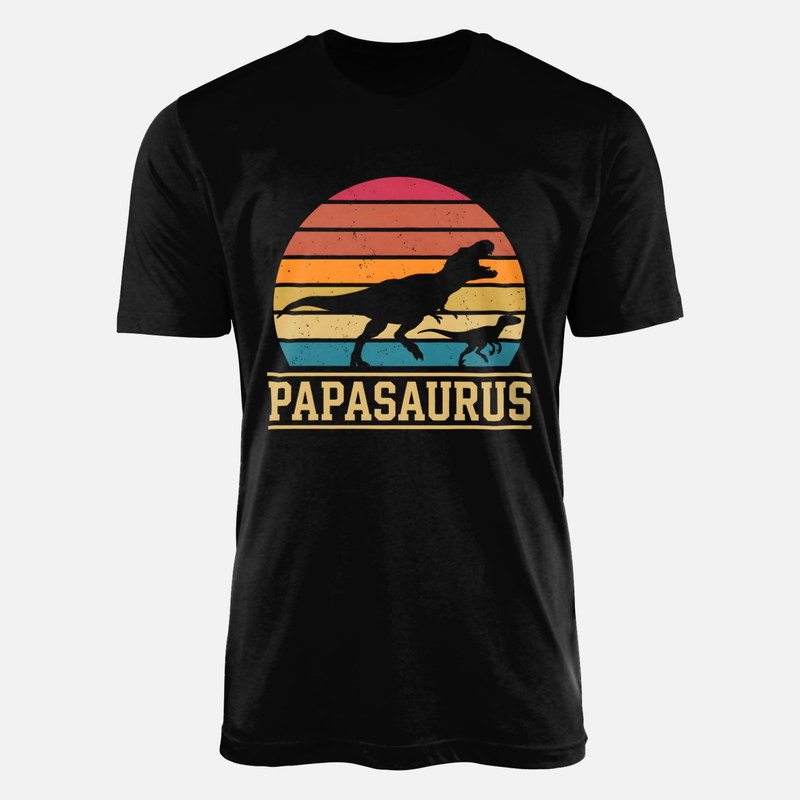 T-shirts: Retro Sunset Papasaurus Dad and Baby