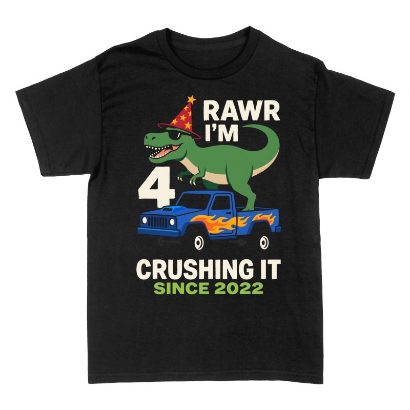 T-shirts: Rawr I'm 4 Crushing It T-Rex Truck