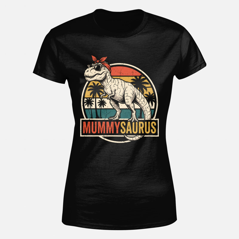 T-shirts: Mummysaurus Retro Sunset T-Rex