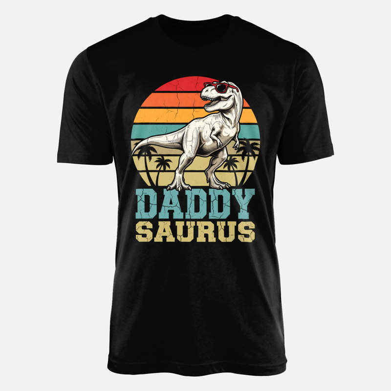 T-shirts: Daddy Saurus Retro T-Rex Sunset