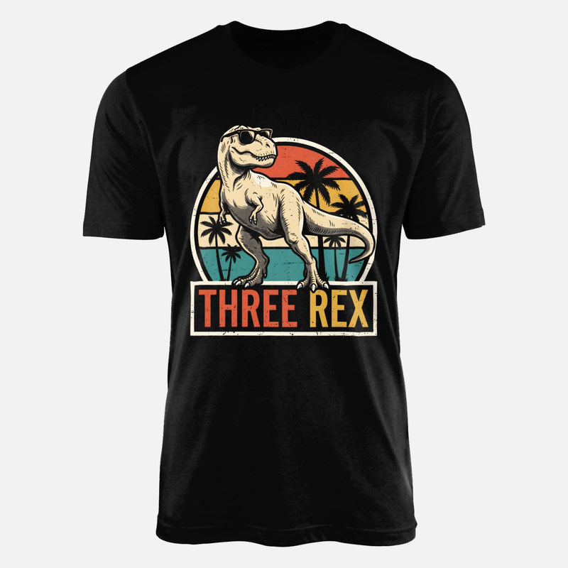 T-shirts: Three Rex Retro Sunset T-Rex