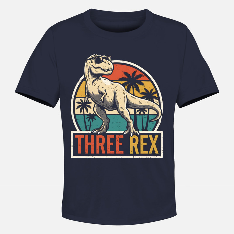 T-shirts: Three Rex Retro Sunset T-Rex