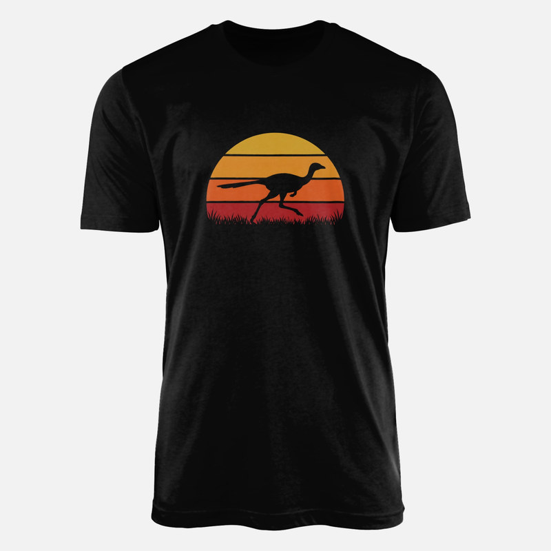 T-shirts: Running Dinosaur Retro Sunset