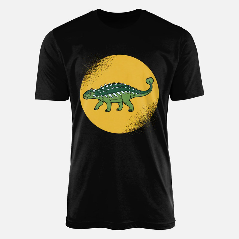 T-shirts: Ankylosaurus on Yellow Halftone Moon