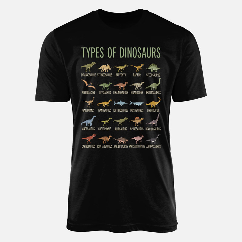 T-shirts: 25 Types of Dinosaurs Educational Guide