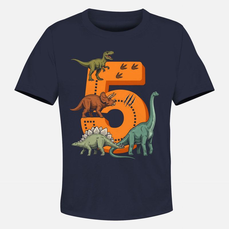 T-shirts: Number 5 with Dinosaurs