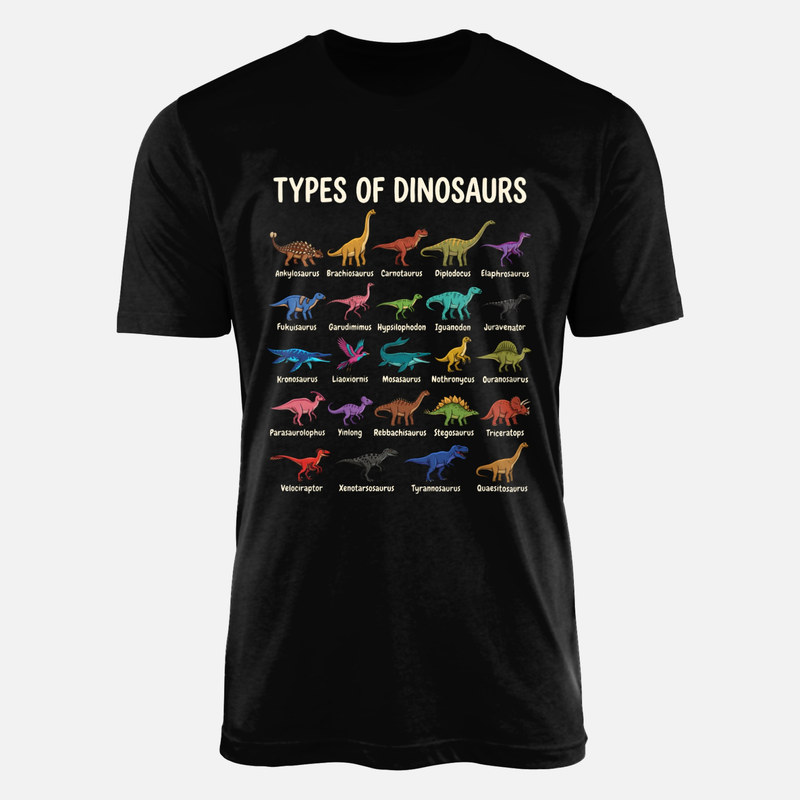 T-shirts: Types of Dinosaurs Alphabet Guide