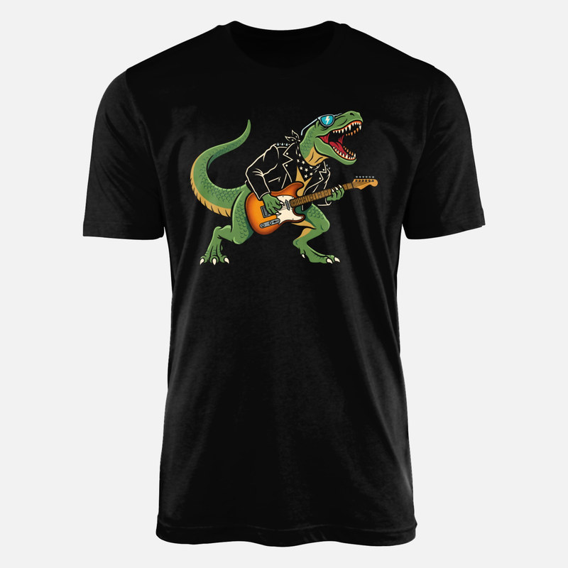 T-shirts: Rockstar T-Rex Playing Electric Guitar
