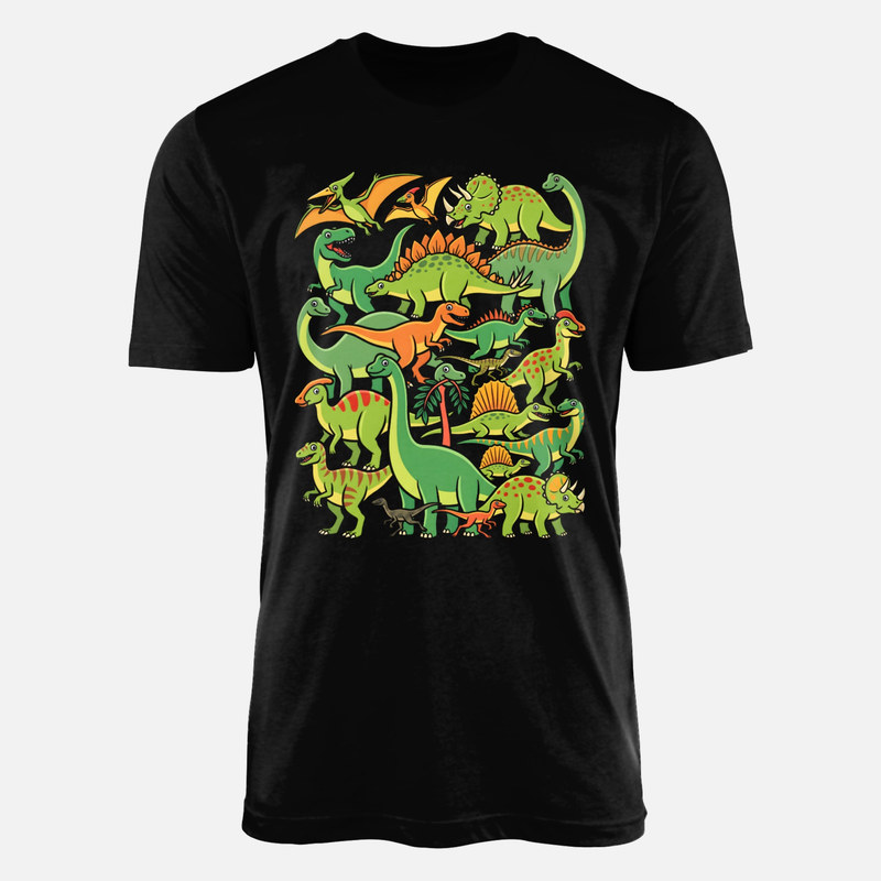 T-shirts: Cartoon Dinosaurs Pattern