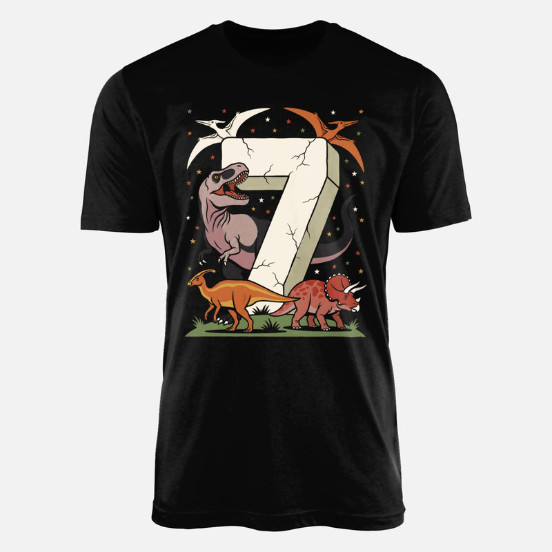 T-shirts: Dinosaurs and Number 7 Birthday