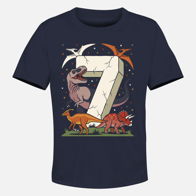 T-shirts: Dinosaurs and Number 7 Birthday