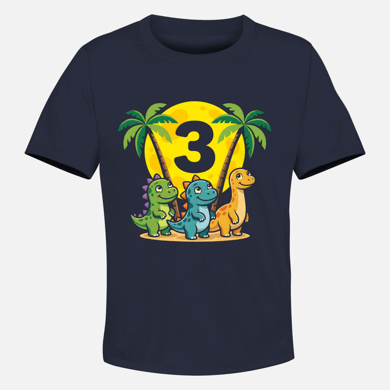 T-shirts: 3rd Birthday Cartoon Dinosaurs and Palm Trees