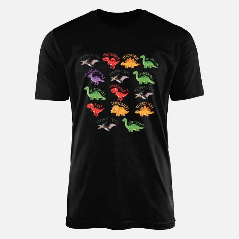T-shirts: Cartoon Dinosaur Names Pattern