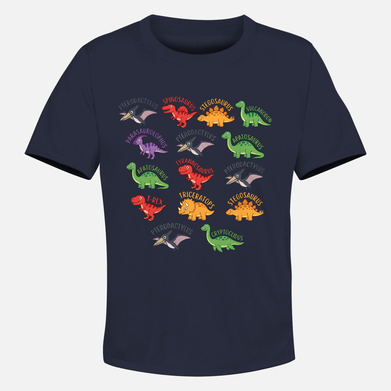 T-shirts: Cartoon Dinosaur Names Pattern