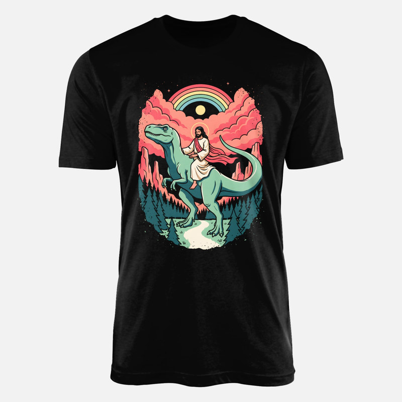 T-shirts: Jesus Riding a T-Rex
